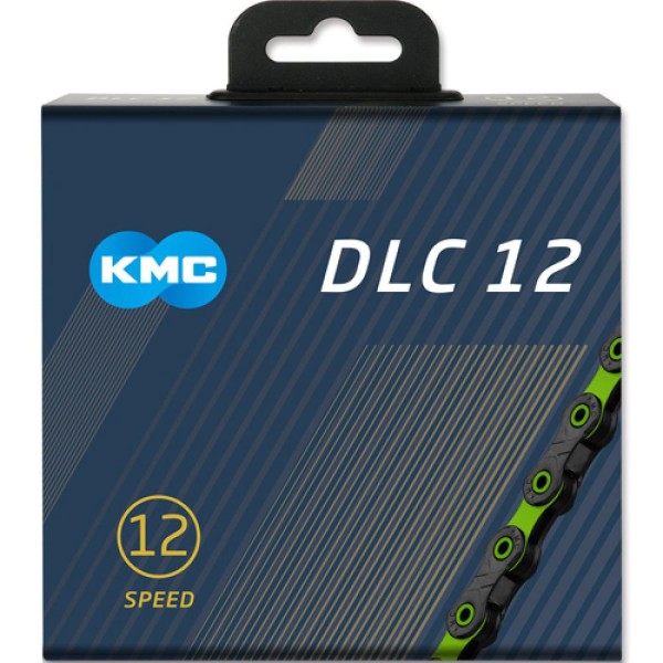 Kette KMC DLC12 12-fach, 126 Glieder, schwarz/grün, Box, KMC, 303503