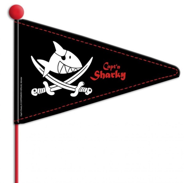 Wimpelstange Capt`n Sharky doppelwandig, teilbar, schwarz mit Motiv