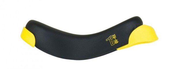 Sattel QU-AX Luxus Einrad 4 Schrauben mit Griff, schwarz mit Kantenschutz gelb