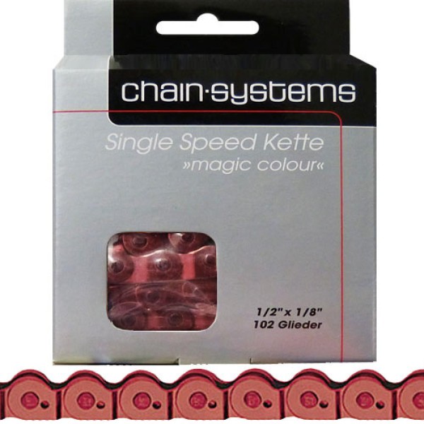 Kette Magic Colour rot für Single Speed 1/2 x 1/8", 102 Glieder,6,6mm, BMX,Trial