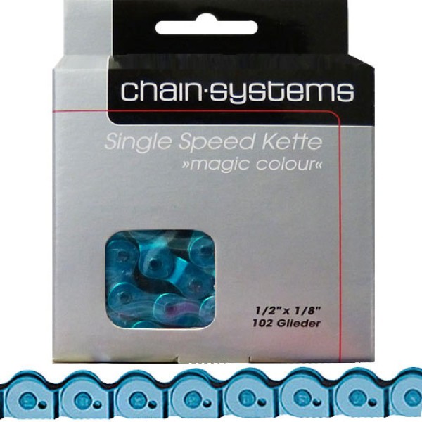 Kette Magic Colour blau für Single Speed 1/2 x 1/8", 102 Glieder,6,6mm, BMX,Trial