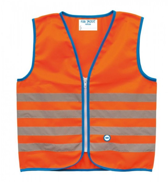 Sicherheitsweste Wowow Fun Jacket für Kinder orange mit Refl.-StreifenGr.M