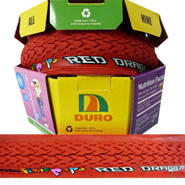 Reifen Duro 24-622 Fixie Pops Red Draggn, Falt, rot mit Pannenschutz