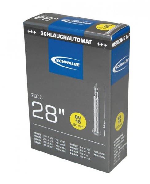 Schlauch Schwalbe SV15 in Folie 28x3/4-1 1/8" 18/28-622/630 SV 60mm