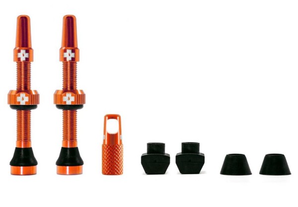 Muc Off, Tubelessventil, SV (44mm), Farbe orange, Aluminium, zur Umrüstung von Standardfelgen auf Tubeless-System, für fast alle Felgen geeignet