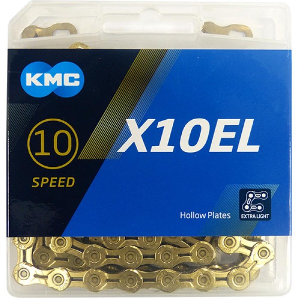 Schaltungskette KMC X10EL Ti-N Gold 1/2" x 11/128", 114 Glieder,5,88mm,10-f.