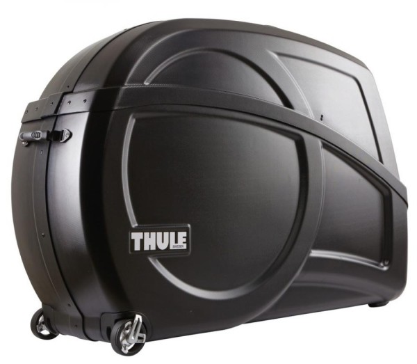 Fahrrtransportkoffer Thule Round Transit schwarz mit integrierten Montageständer